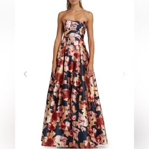Sachin + Babi Strapless Floral Dress - Navy and Pink